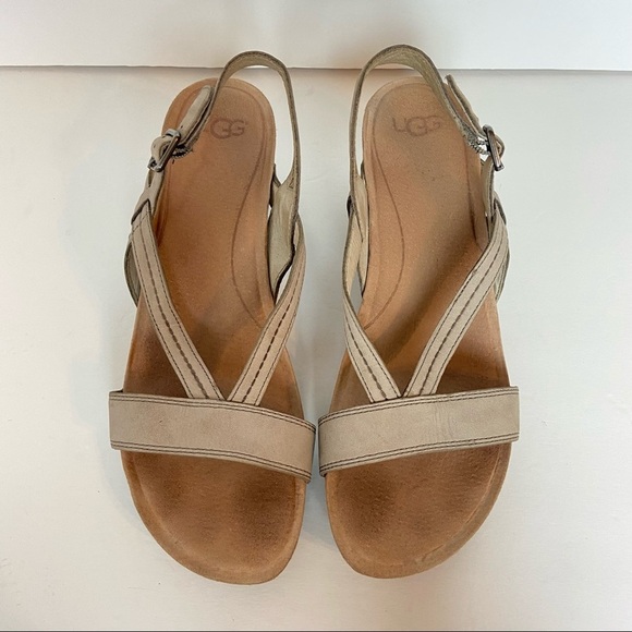 UGG Kenley Nubuck Suede Oyster Women’s Wedge Sandal Size 8 - Picture 5 of 8